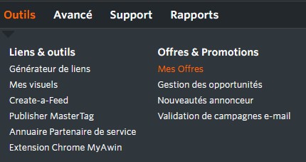 Onglet Mes offres